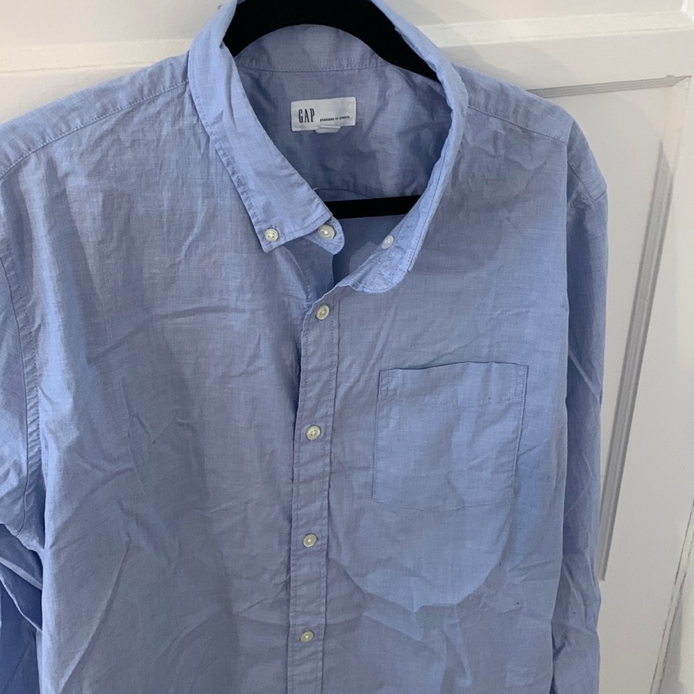 Gap stretch blue cotton long sleeve button down xl